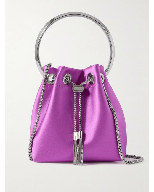 Jimmy Choo Purple Bon Bon Satin Bucket Bag