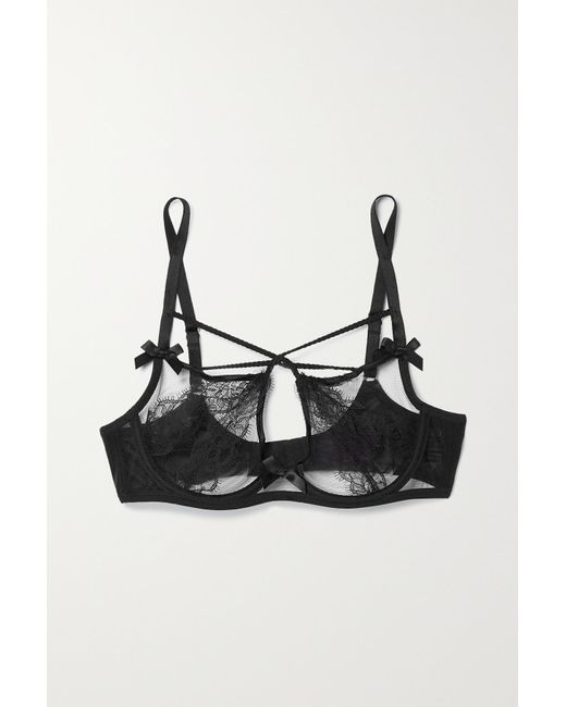 Agent Provocateur Nyxie Satin And Lace Trimmed Tulle Underwired Bra In 