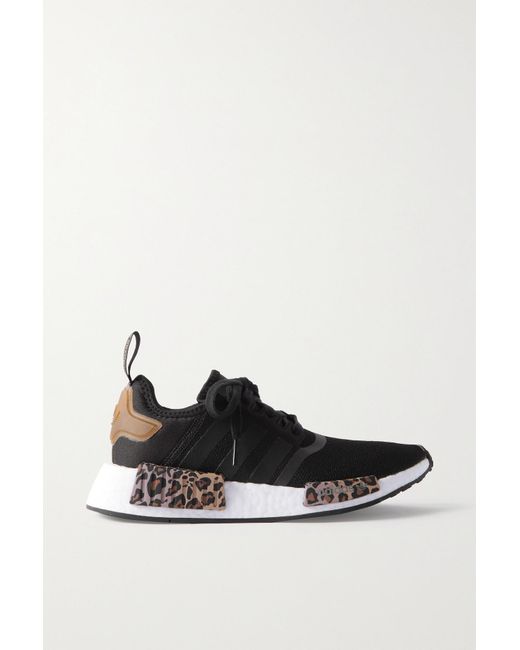 Adidas Originals White Nmd R1 Primeblue Sneakers Mit Leopardenprint Und Gummibesätzen