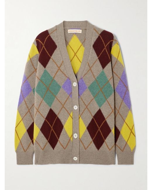 &Daughter Multicolor Argyle Wool Cardigan