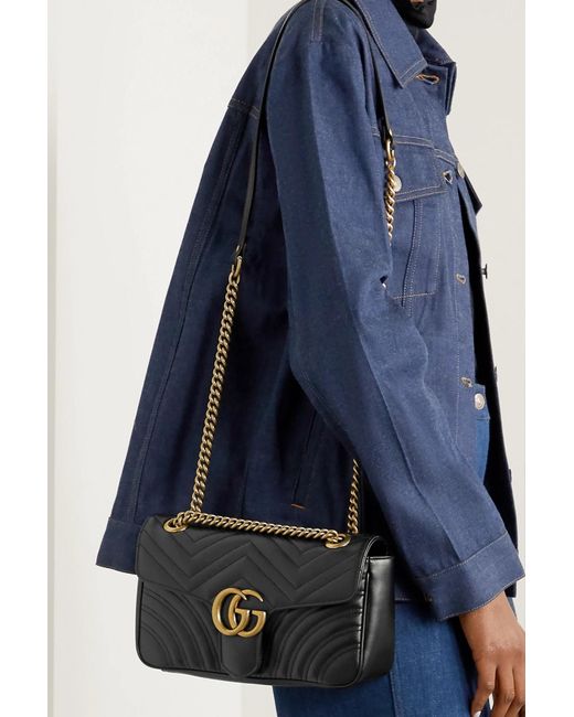 Gucci Gg Marmont Small Quilted Leather Shoulder Bag in Black | Lyst