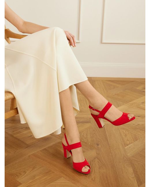 Manolo Blahnik Red Khiko 90 Suede Sandals