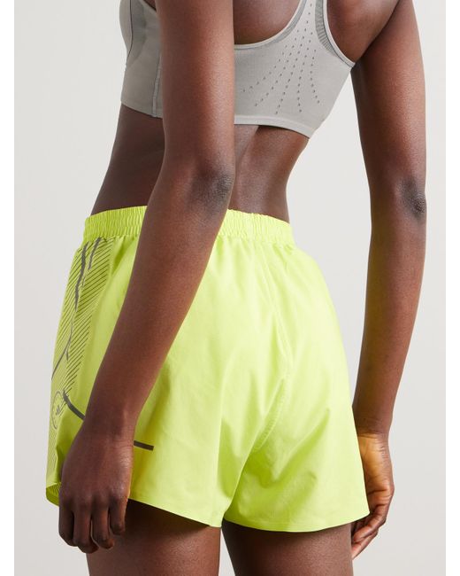 Adidas By Stella McCartney Yellow Truepace Shorts Aus Recyceltem Shell Mit Prints