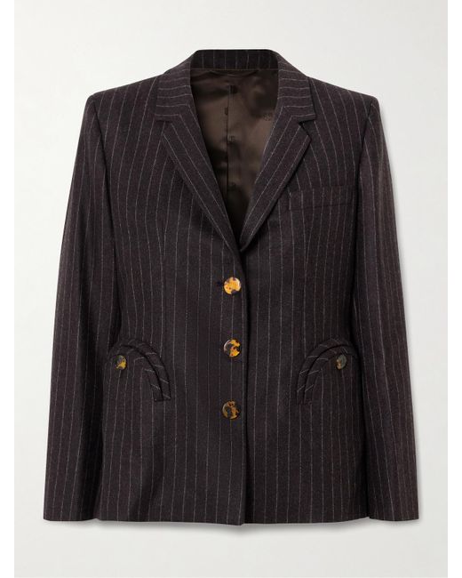 Blazé Milano Black Akira Blazer Aus Einer Woll-Kaschmirmischung Mit Nadelstreifen
