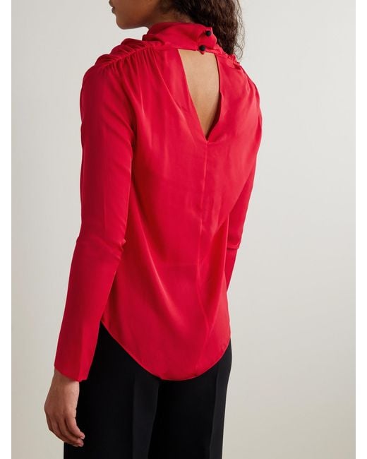 Kallmeyer Red Tabitha Draped Silk-Georgette Blouse