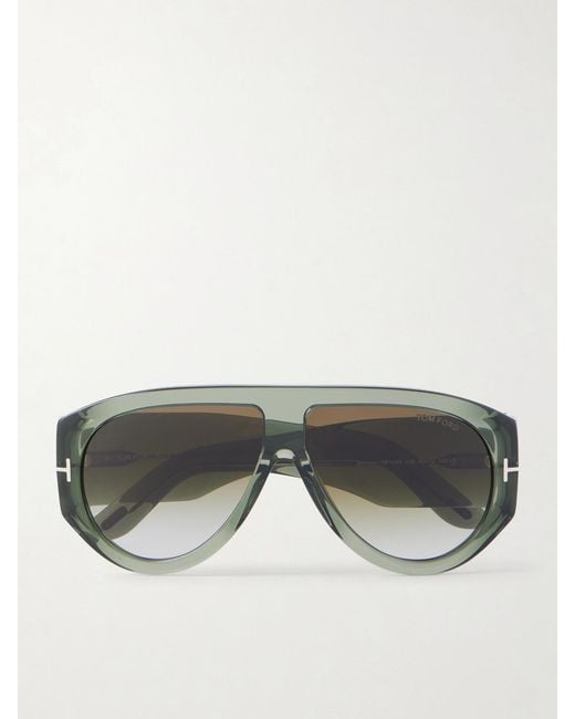 Tom Ford Green Bronson D-Frame Tortoiseshell Acetate Sunglasses