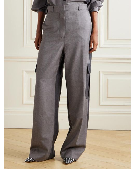Stella McCartney Gray Hose Mit Weitem Bein Aus Wolle