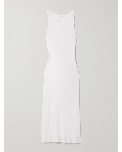 The Row White Yule Ribbed Cotton-Jersey Midi Dress