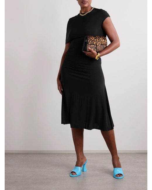 Jacquemus Black La Robe Salerno Asymmetric Open-Back Stretch-Jersey Midi Dress