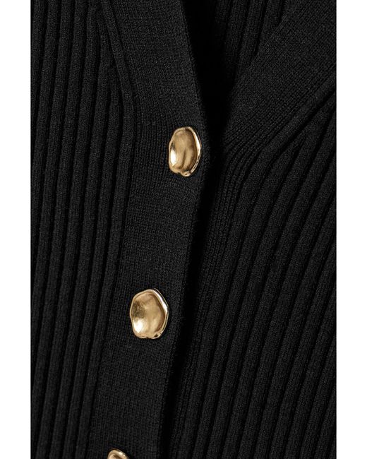 Jason Wu Black Ribbed-Knit Peplum Cardigan