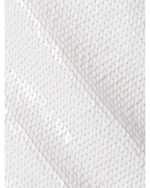 Rodarte White Embellished Silk-Trimmed Sequined Tulle Mini Dress