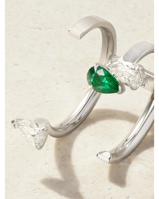 Repossi Natural Serti Sur Vide 18-Karat, Diamond And Emerald Ring