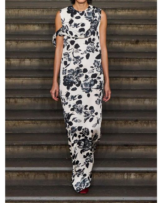 Emilia Wickstead White Drifa Ruffled Floral-print Twill Maxi Dress