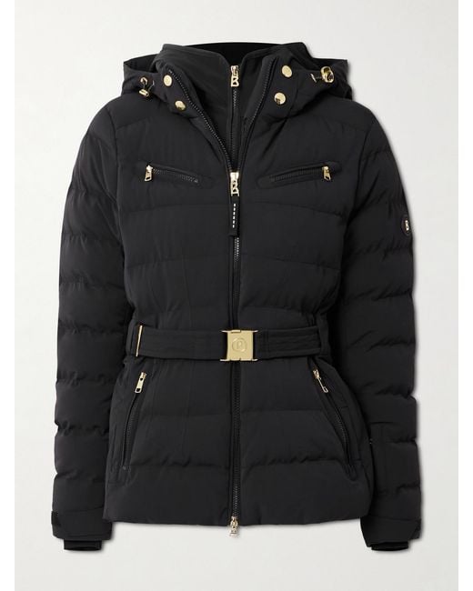 Bogner Black Ellya Belted Layered Quilted Ski Jacket