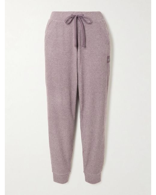 Alo Yoga Purple Muse Brushed Ribbed-Jersey Track Pants