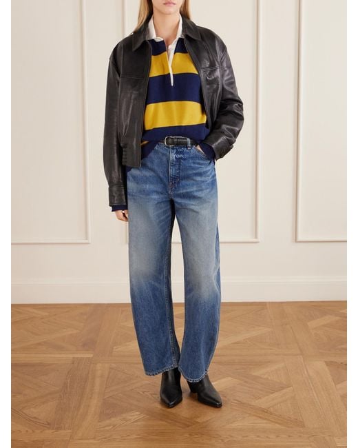 Nili Lotan Blue Rashida Striped Wool And Cashmere-Blend Polo Sweater
