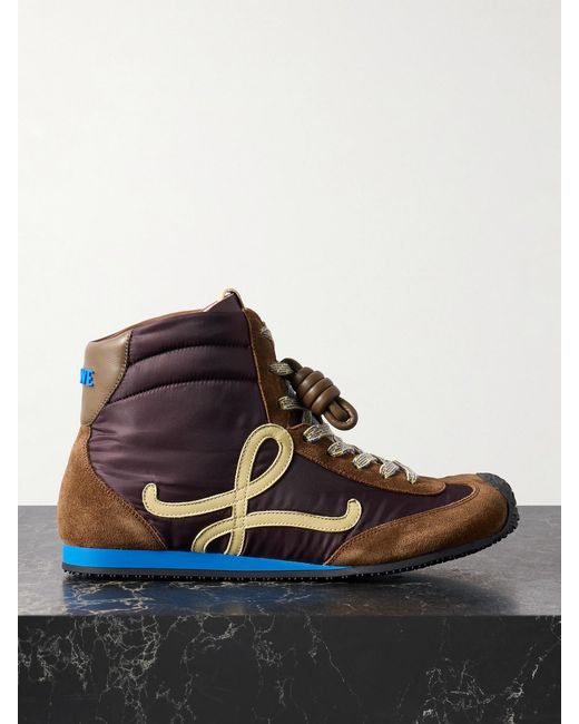 Loewe Brown Ballet Runner 2.0 High-Top Leather And Suede-Trimmed Shell Sneakers