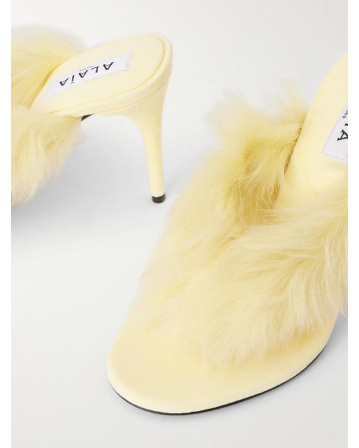 Alaïa Yellow Shearling Mules