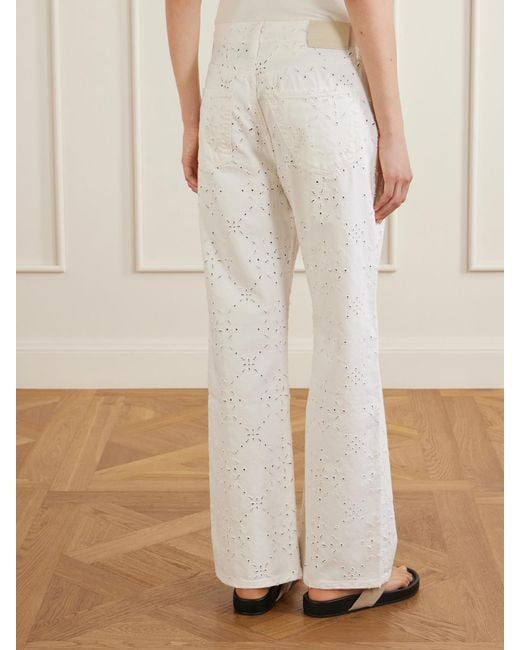 Citizens of Humanity White Lindz Mid-Rise Embroidered Straight-Leg Jeans