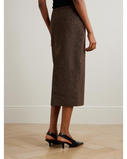 Blazé Milano Brown Sussex Wool-Blend Midi Skirt