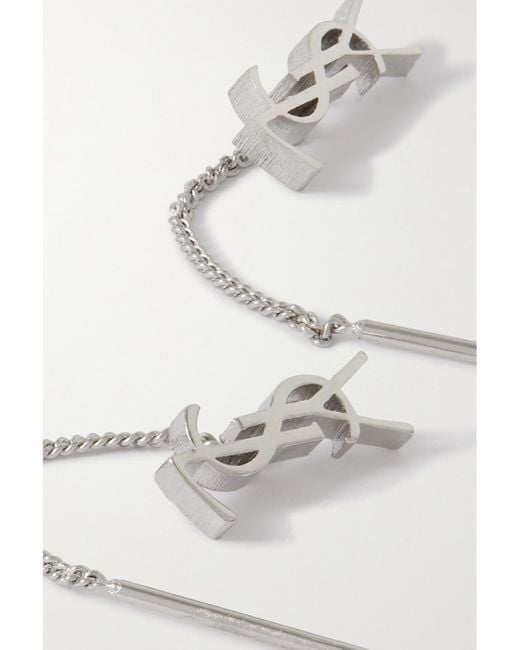 Saint Laurent White Opyum-Tone Earrings