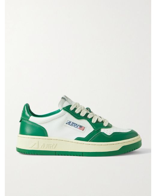 Autry Green Medalist Low Two-Tone Leather Sneakers