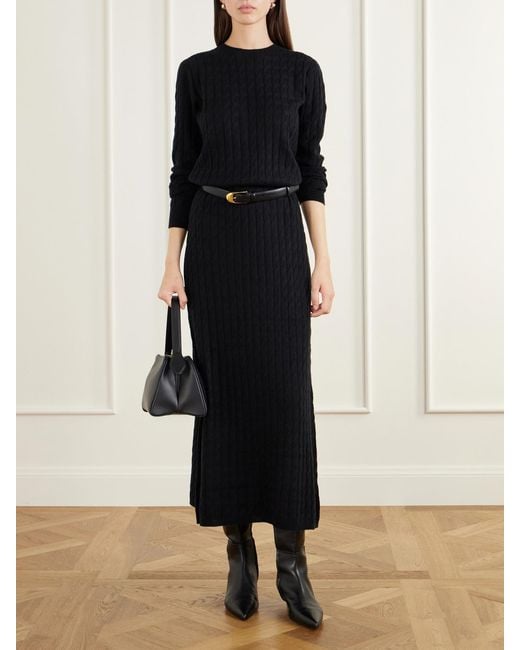 arch4 Black Delfino Cable-Knit Cashmere And Silk-Blend Maxi Dress
