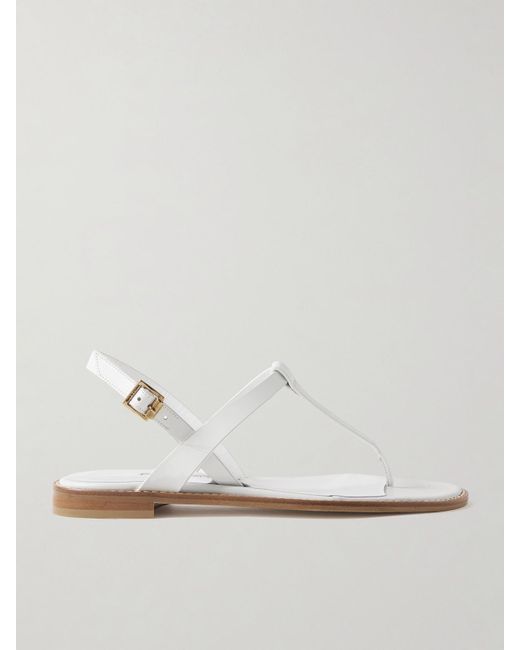 Manolo Blahnik White Hata Leather Slingback Sandals