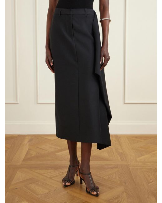 Heirlome Blue Augusta Wool And Silk-Blend Faille Midi Skirt