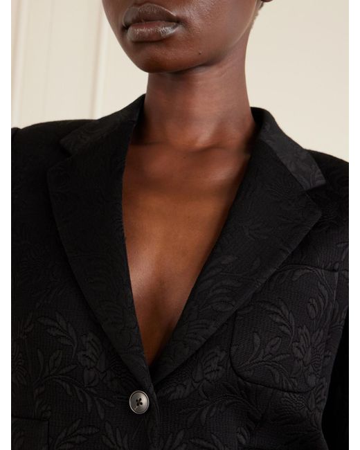 Dries Van Noten Black Bamis Floral-Jacquard Blazer