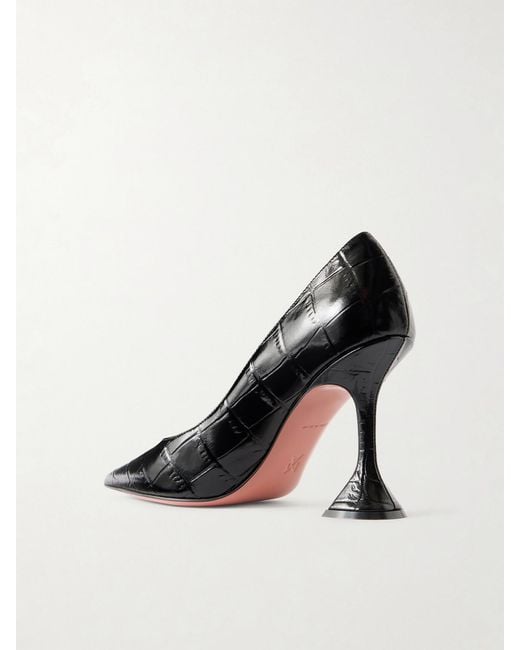 AMINA MUADDI Black Ami Croc-Effect Leather Pumps
