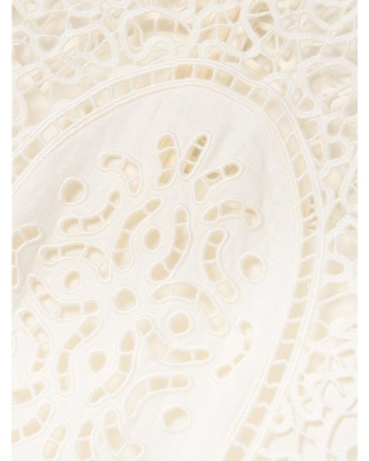 Ulla Johnson White Flora Guipure Lace-Trimmed Linen Maxi Dress