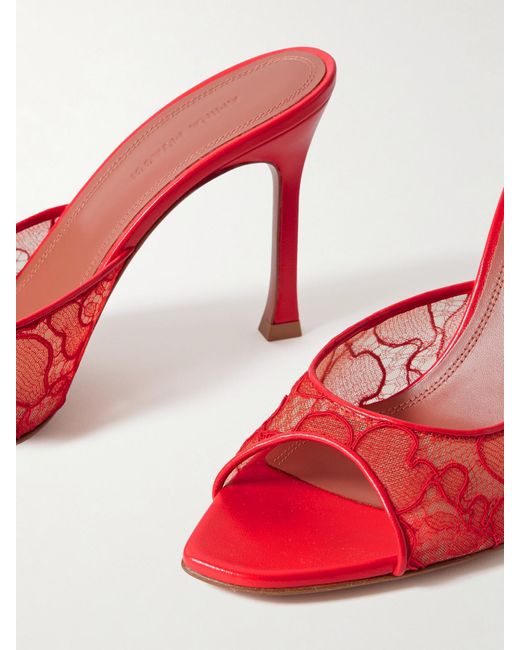 AMINA MUADDI Pink Alexa Pumps Aus Schnurgebundener Spitze Und Leder