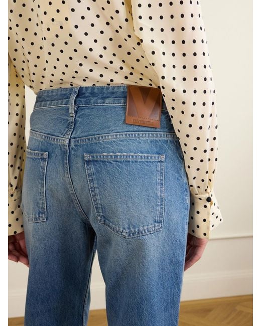 Valentino Garavani Blue Cropped Mid-Rise Straight-Leg Jeans