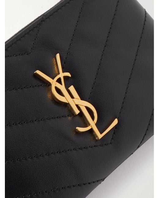 Saint Laurent Black Cassandre Quilted Leather Wallet