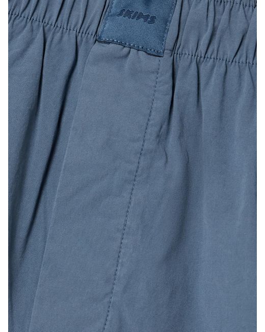 Skims Blue Cotton-Blend Poplin Boxer – Harbor – Boxershorts Aus Popeline Aus Einer Baumwollmischung
