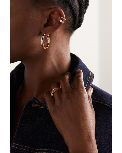 Repossi Natural Antifer Large 18-Karat Rose Single Hoop Earring