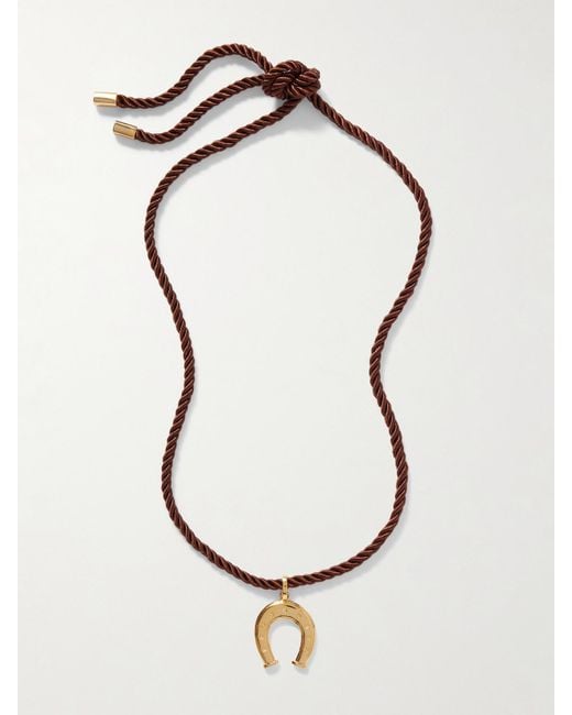 Joolz by Martha Calvo Brown Wish Me Luck-Plated And Silk Cord Necklace