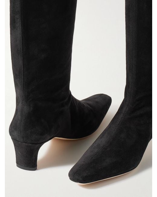 Staud Black Wally Suede Knee Boots