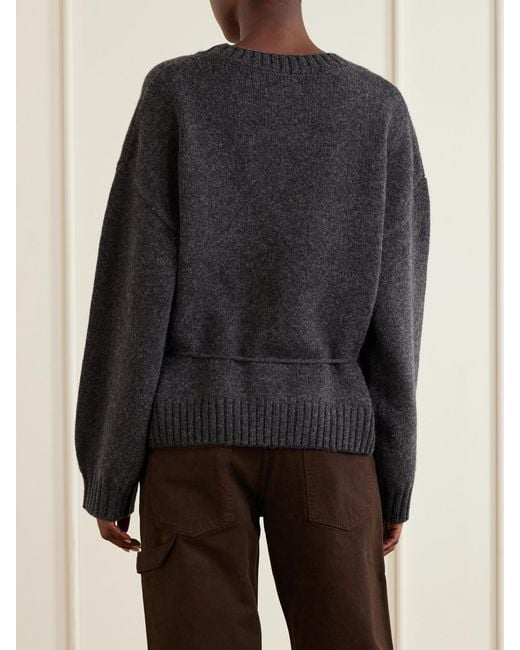 St. Agni Black Belted Wool Sweatshirt
