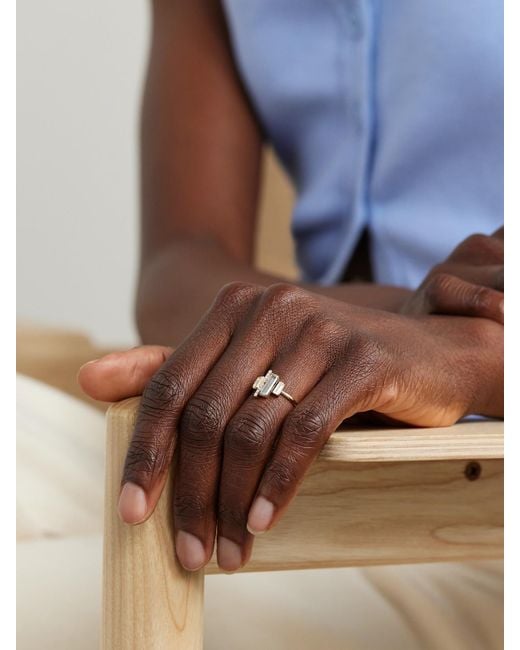 Melissa Joy Manning White Cityscape 14-Karat Recycled, Aquamarine And Diamond Ring