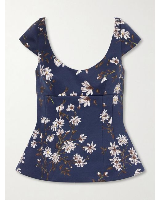 Emilia Wickstead Blue Manolo Blahnik Aubriela Taffeta-Faille Top