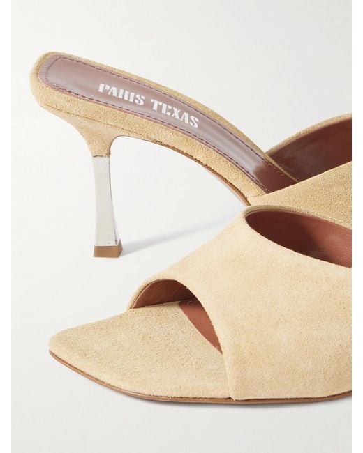 Paris Texas Lorena Suede Mules in Natural | Lyst