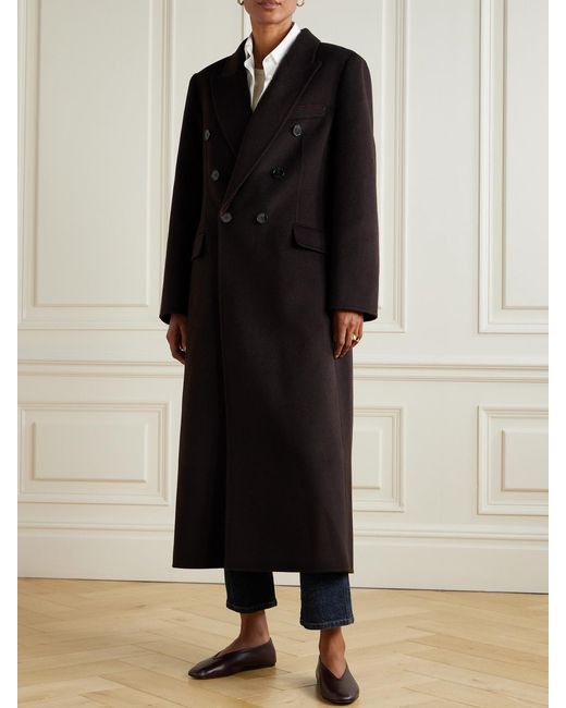 Victoria Beckham Black Double-Breasted Wool And Cashmere-Blend Coat