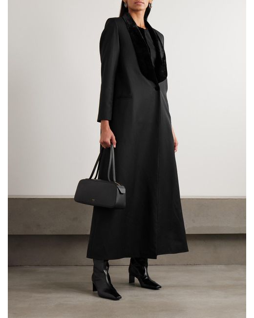 Abadia Black Joud Mantel Aus Twill Aus Einer Wollmischung Mit Samtbesatz