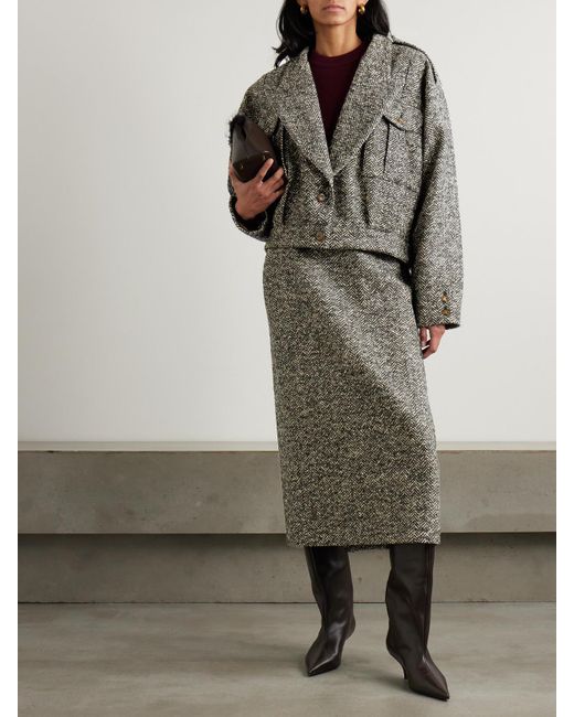 Blazé Milano Gray Popoff Serama Herringbone Wool-Blend Jacket