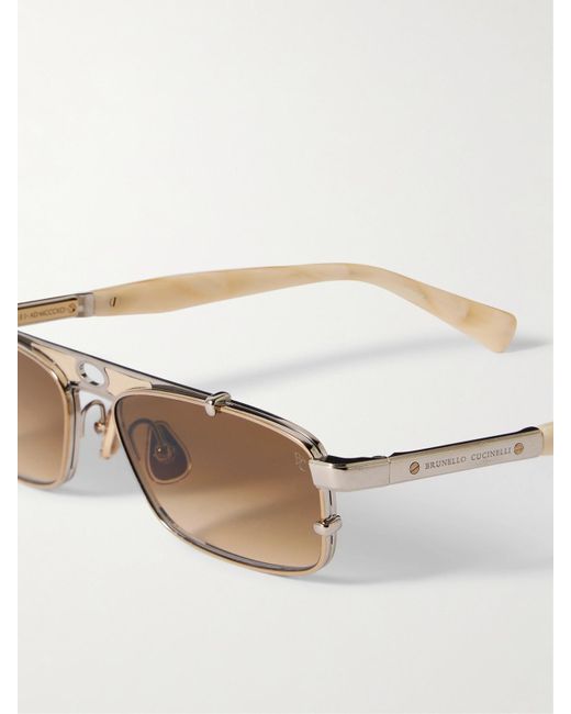 Brunello Cucinelli Natural Paloma Aviator-Style Acetate And Titanium Sunglasses