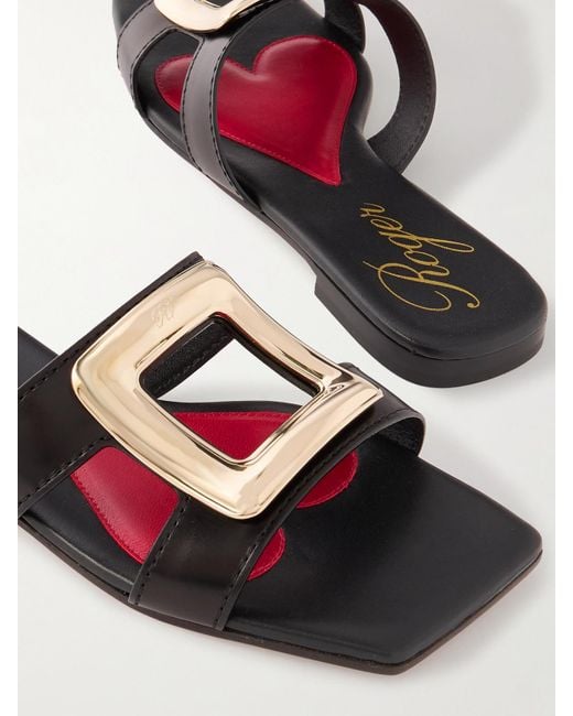 Roger Vivier White Nagoya Pantoletten Aus Leder Mit Cut-Outs Und Verzierung
