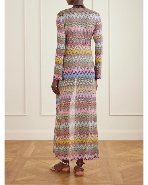 Missoni White Striped Metallic Crochet-Knit Coverup