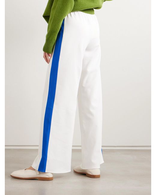 La Ligne Blue Side Stripe Colby Stretch Recycled-Crepe Wide-Leg Pants